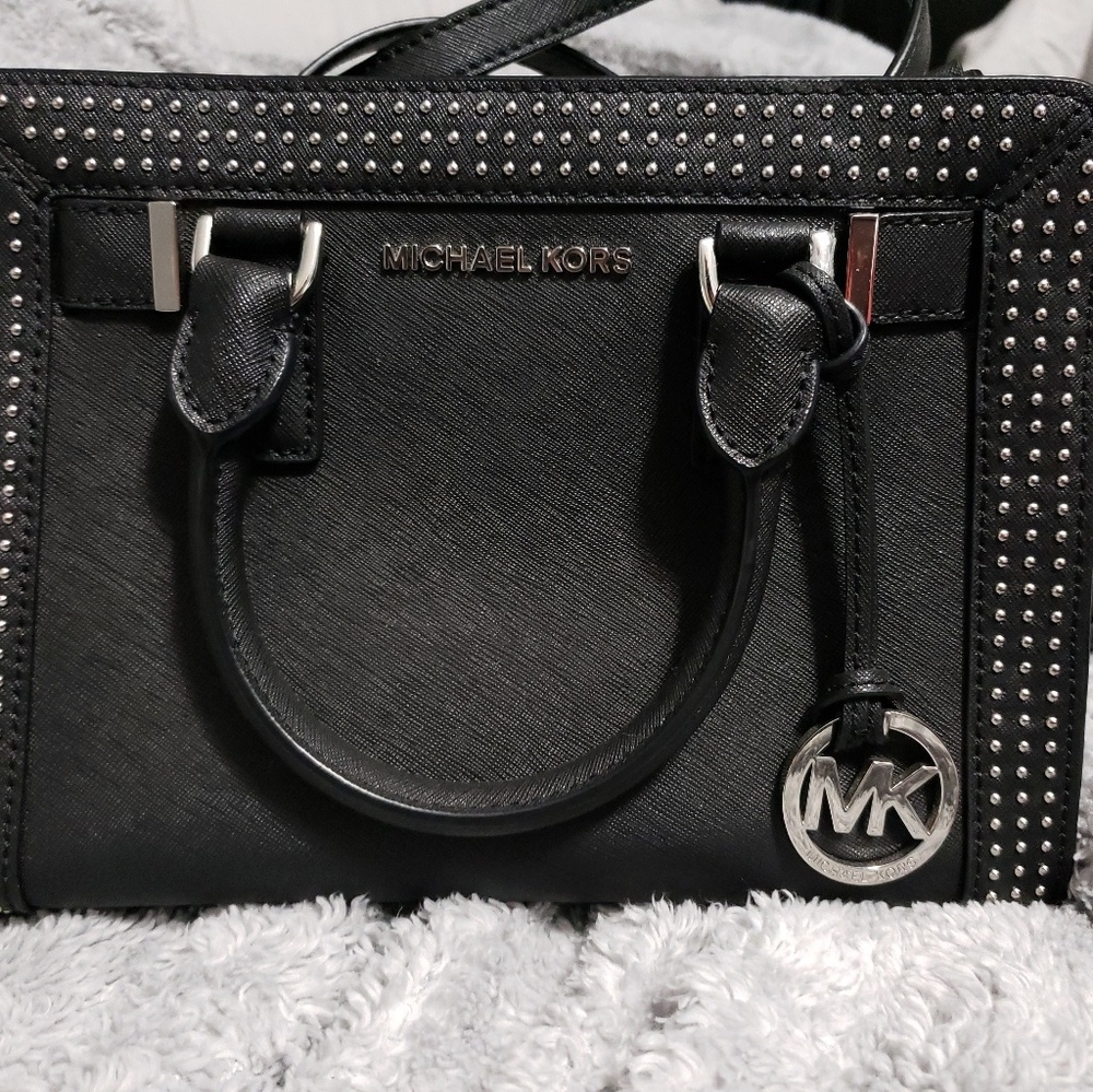 Michael Kors Black Studded Small Leather Handbag